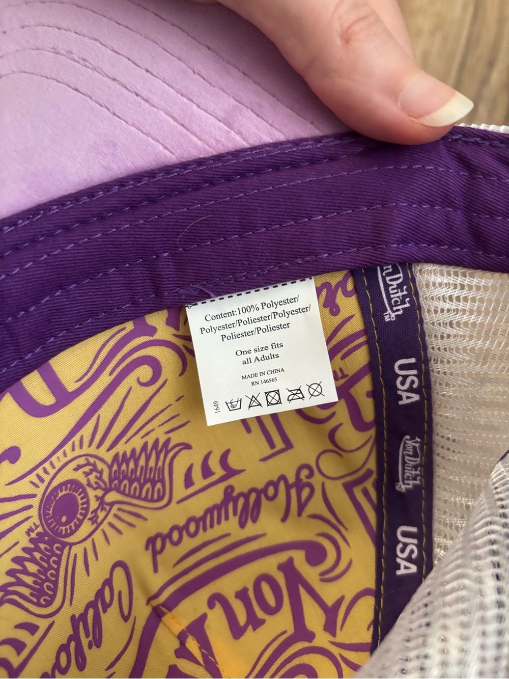 Vintage Y2K Velvet Purple/Lilac Yellow White Von Dutch Hat - Picture 4 of 4